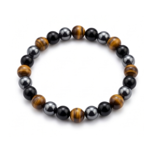 Triple protection bracelet:1 Tiger Eye + ⚫ Black Onyx + ⚙️ Hematite